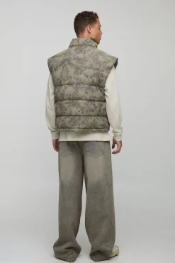 boohooMAN Gilet oversize en velours côtelé lavé à col entonnoir, version grande<Homme Tout Afficher|Vestes & Manteaux Tall