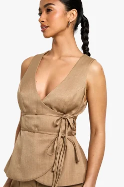 Gilet Petite Taille à Effet Lin