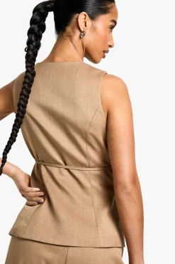 Gilet Petite Taille à Effet Lin