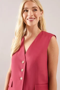 Gilet Petite à Trois Boutons avec Détails de Poches