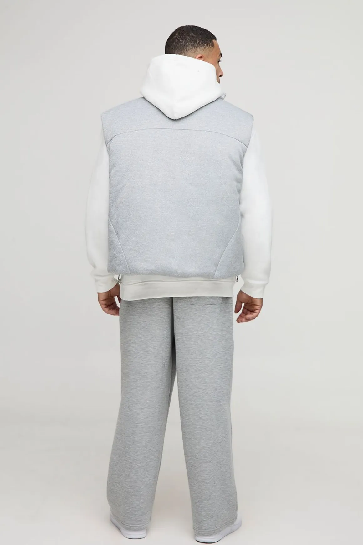 Gilet Puffer en jersey à col bomber, surdimensionné et à coupe carrée