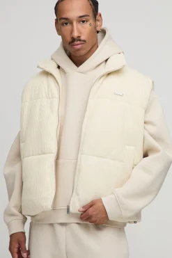 Gilet puffer tricoté à col entonnoir, coupe boxy