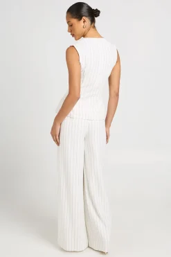 boohoo Gilet Rayé Aspect Lin Avec Fermeture À Crochets Et Œillets<Femme Tailleurs|Tops