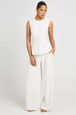 boohoo Gilet Rayé Aspect Lin Avec Fermeture À Crochets Et Œillets<Femme Tailleurs|Tops