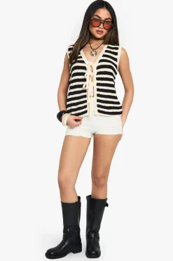 Gilet À Rayures Avec Détail De Liens