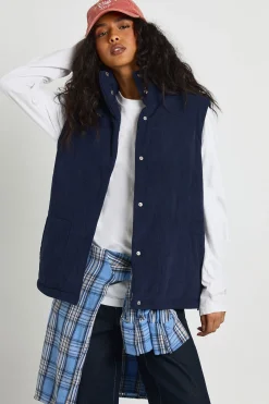 boohoo Gilet rembourré en velours côtelé<Femme Manteaux Et Vestes D’Automne|Vestes & Manteaux