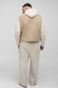 Gilet réversible Plus Boxy à la coupe surdimensionnée en synthétique et suède
