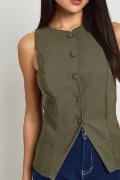 boohoo Gilet sans manches boutonné sur le devant<Femme Tailleurs|Tops