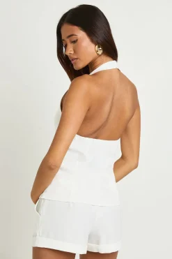 boohoo Gilet Sans Manches Cache-cœur Avec Col Licou Et Détail De Finition<Femme Tailleurs|Tons Neutres