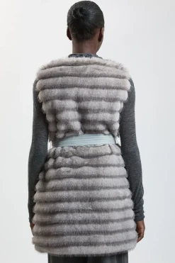 KarenMillen Gilet Sans Manches Ceinturé À Panneaux De Synthétique Liserée<Femme Manteaux Et Vestes D’Automne|Vestes & Manteaux