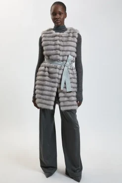 KarenMillen Gilet Sans Manches Ceinturé À Panneaux De Synthétique Liserée<Femme Manteaux Et Vestes D’Automne|Vestes & Manteaux