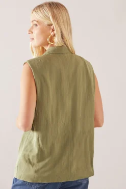 Gilet Sans Manches Ceinturé Petite Taille