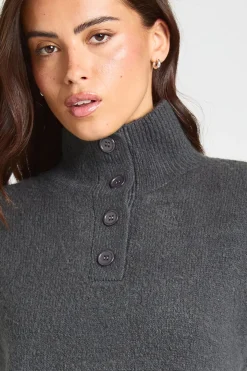 Gilet Sans Manches Col Montant Avec Détail Boutonné