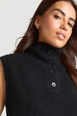 Gilet Sans Manches Col Montant Avec Détail Boutons