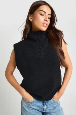 Gilet Sans Manches Col Montant Avec Détail Boutons