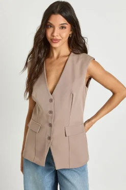 Gilet Sans Manches Col V Avec Détail De Poches