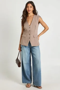 Gilet Sans Manches Col V Avec Détail De Poches
