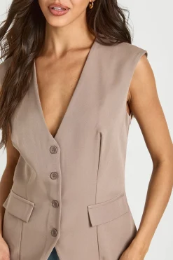 Gilet Sans Manches Col V Avec Détail De Poches