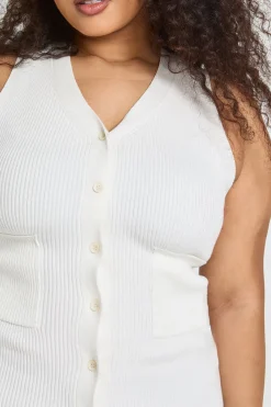 Gilet Sans Manches Côtelé Grande Taille