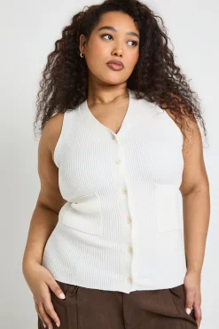 Gilet Sans Manches Côtelé Grande Taille
