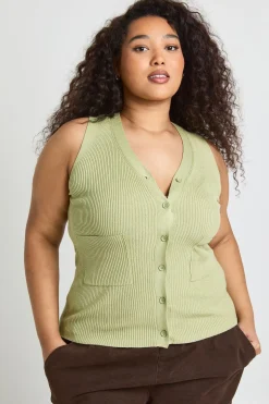Gilet Sans Manches Côtelé Grande Taille