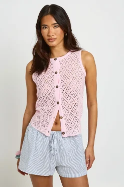 Gilet Sans Manches En Crochet Avec Boutonnage