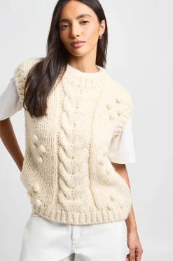 Gilet Sans Manches En Grosse Maille Torsadée