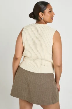 Gilet Sans Manches Grande Taille En Maille Avec Détail De Liens À Nouer