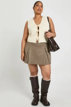 Gilet Sans Manches Grande Taille En Maille Avec Détail De Liens À Nouer