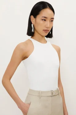 Gilet sans manches style racer en maille côtelée mélangée à la viscose