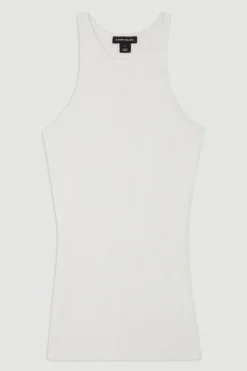 Gilet sans manches style racer en maille côtelée mélangée à la viscose