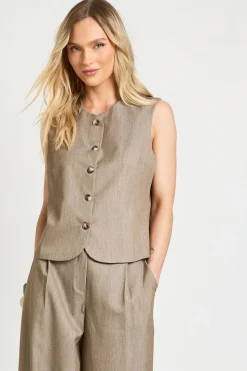 Gilet Sans Manches Texturé Col Rond Petite