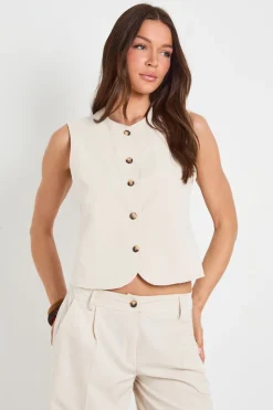 Gilet Sans Manches Texturé À Encolure Ras-du-cou