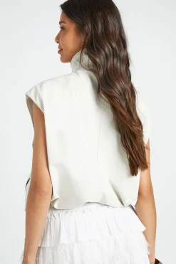 Gilet Sans Manches Zippé À Col Cheminée