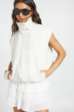 Gilet Sans Manches Zippé À Col Cheminée