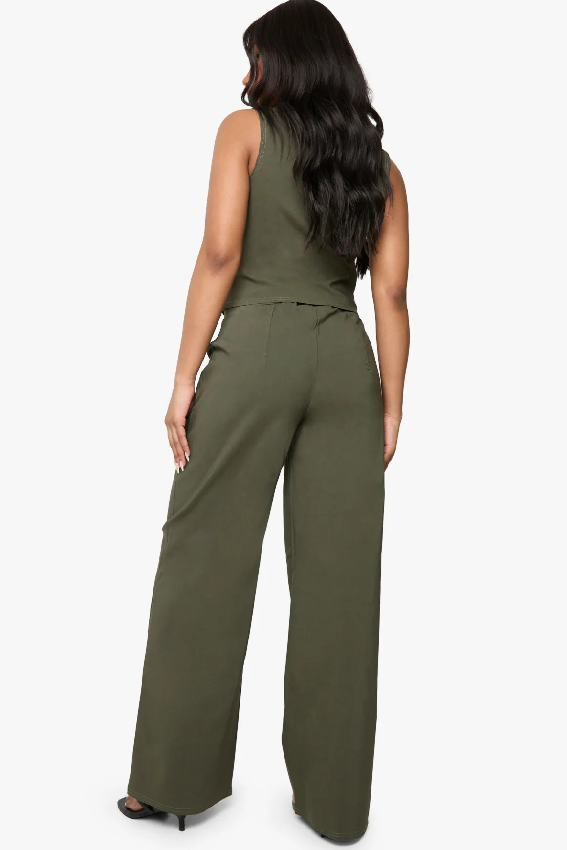 Gilet super stretch et pantalon droit à jambe droite avec couture avant