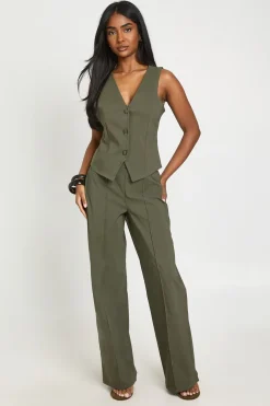 Gilet Super Stretch & Pantalon Droit À Coutures Frontales