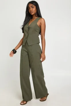 Gilet Super Stretch & Pantalon Droit À Coutures Frontales