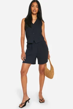 boohoo Gilet Tailleur Aspect Lin Avec Détails De Coutures<Femme Tailleurs|Tops