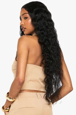 Gilet Tailleur à Encolure Halter et Col