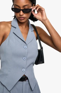 boohoo Gilet tissé ajusté à encolure halter<Femme Tailleurs|Tops