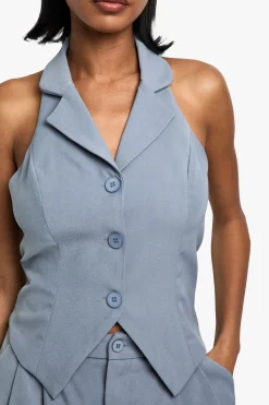 boohoo Gilet tissé ajusté à encolure halter<Femme Tailleurs|Tops