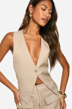 boohoo Gilet torsadé à bouton contrastant<Femme Tailleurs|Tops