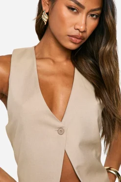 boohoo Gilet torsadé à bouton contrastant<Femme Tailleurs|Tops
