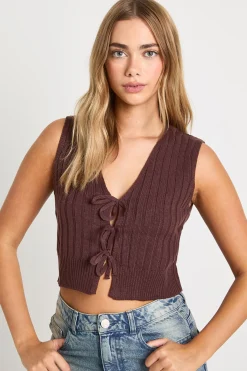 Gilet Tricoté Avec Détail De Lacets