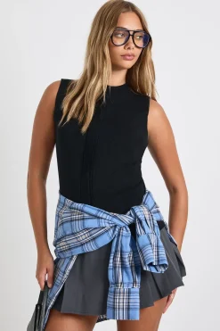 boohoo Gilet tricoté à col rond avec panneau dissimulé<Femme Pulls Et Gilets|Toutes Les Mailles