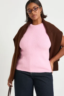Gilet tricoté à col rond Plus