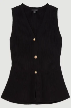 KarenMillen Gilet tricoté en coton côtelé<Femme Tailleurs|Tops D’Automne
