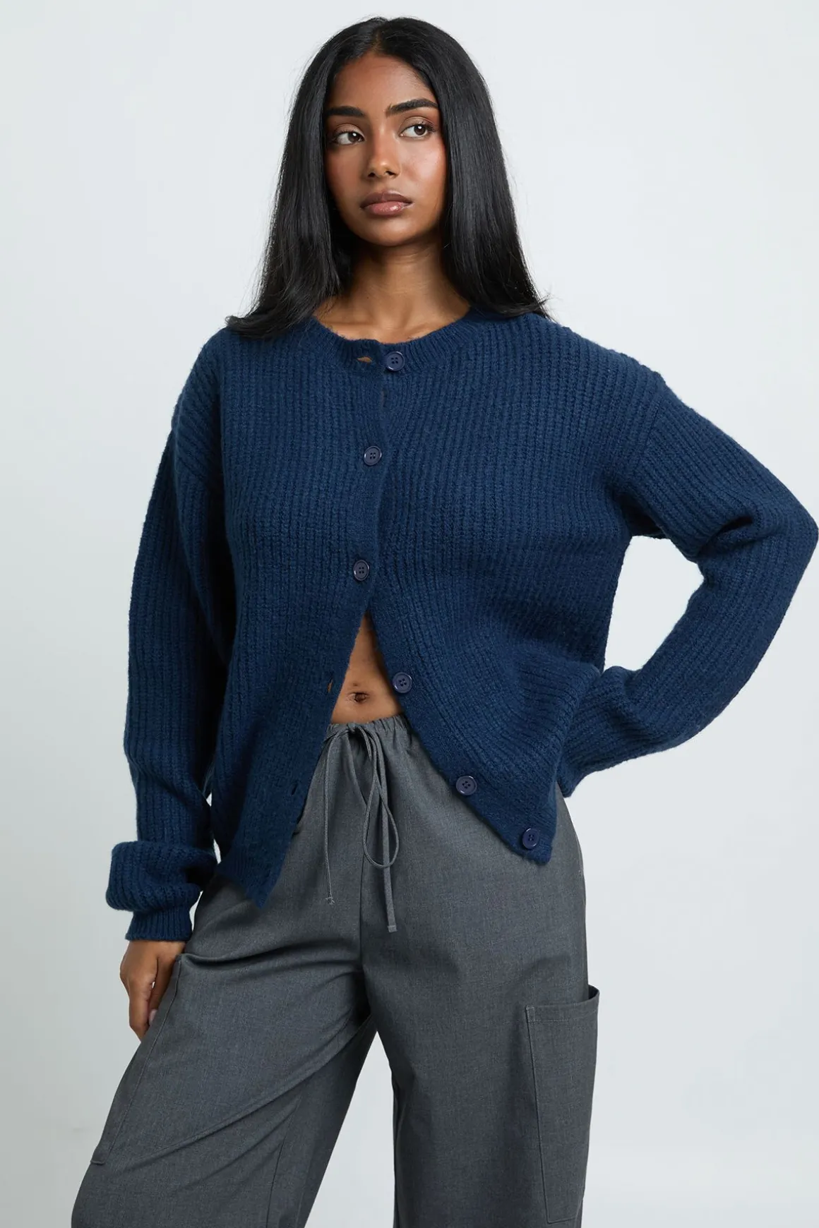 Gilet Tricoté Épais Ultra Doux À Col Rond