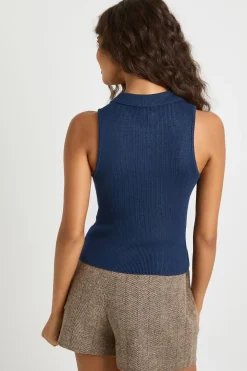 Gilet tricoté premium à côtes épaisses avec détails de poche